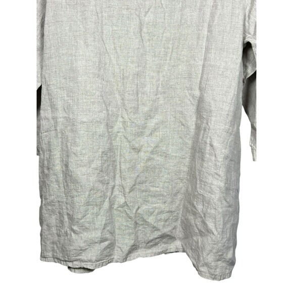 Flax (S) Linen Top Oversized Natural Pleated Tunic Dress Button Shirt W/Pockets - Picture 11 of 12